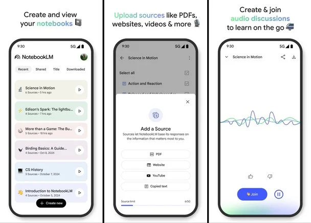 NotebookLM per Android e iOS NotebookLM per Android e iOS