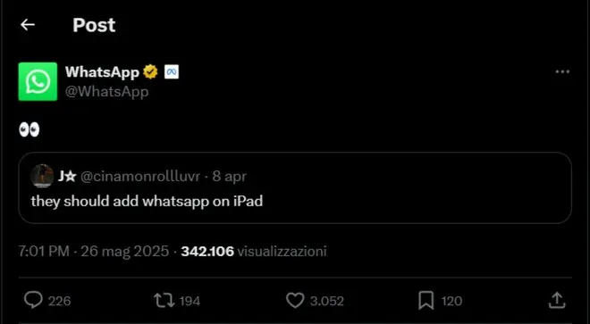 WhatsApp per iPad WhatsApp per iPad