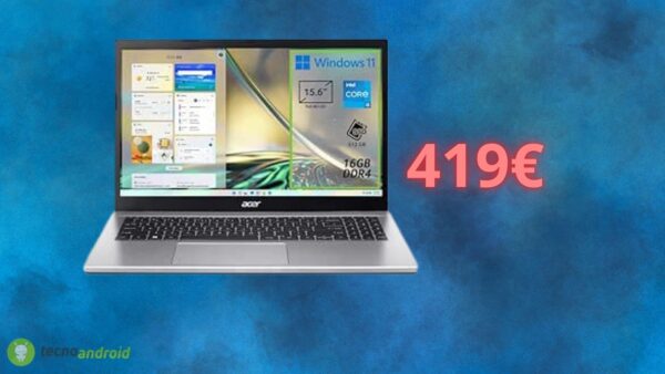 Notebook Acer a prezzo dimezzato su Amazon: costa pochissimo