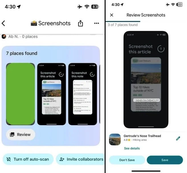 Google Maps per iPhone, riconoscimento indirizzi da screenshot Google Maps per iPhone, riconoscimento indirizzi da screenshot