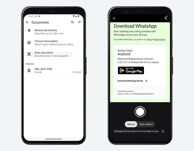 WhatsApp per Android scansione documenti WhatsApp per Android scansione documenti