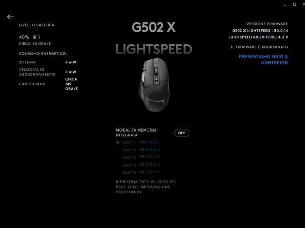 Logitech G502 X LIGHTSPEED - immagine 8 Screenshot