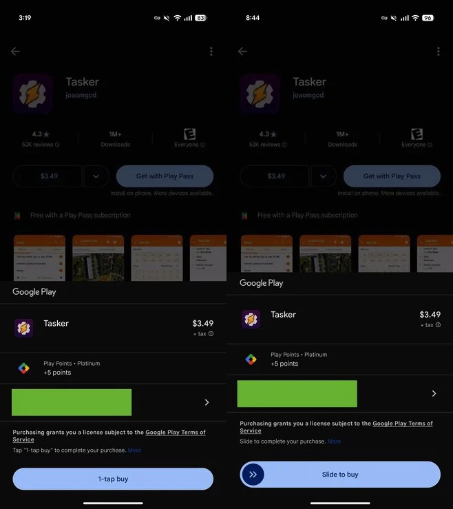 Google Play Store nuova gesture per gli acquisti Google Play Store nuova gesture per gli acquisti