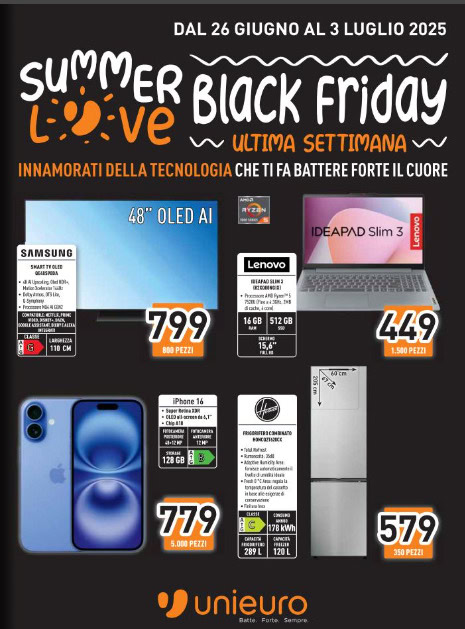 Screenshot volantino unieuro 3 luglio