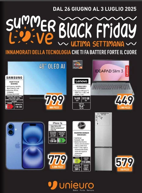 Screenshot volantino unieuro 3 luglio