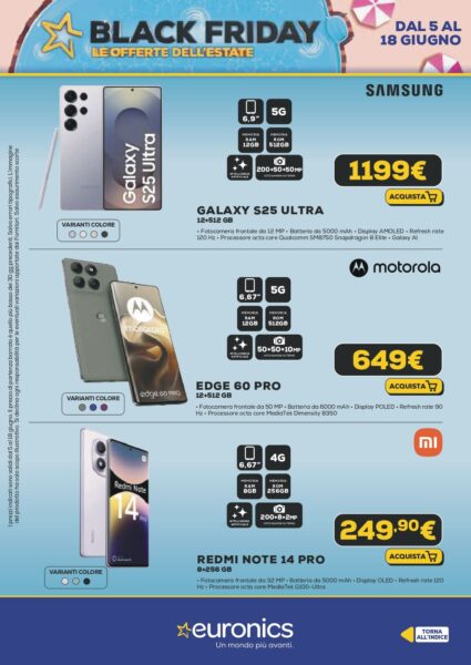 euronics - specifiche euronics volantino black friday estate