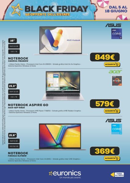 euronics - immagine 14 euronics volantino black friday estate