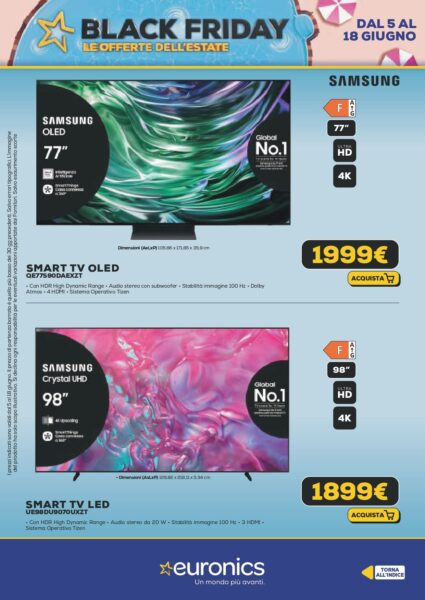 euronics - immagine 24 euronics volantino black friday estate