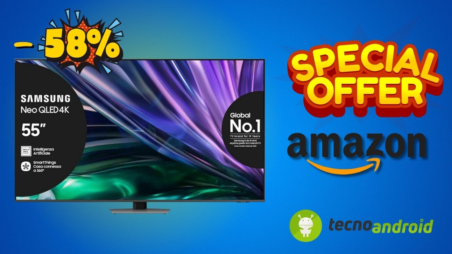 Amazon SHOCK: TV Samsung 55” da urlo quasi REGALATA con sconto del 58%