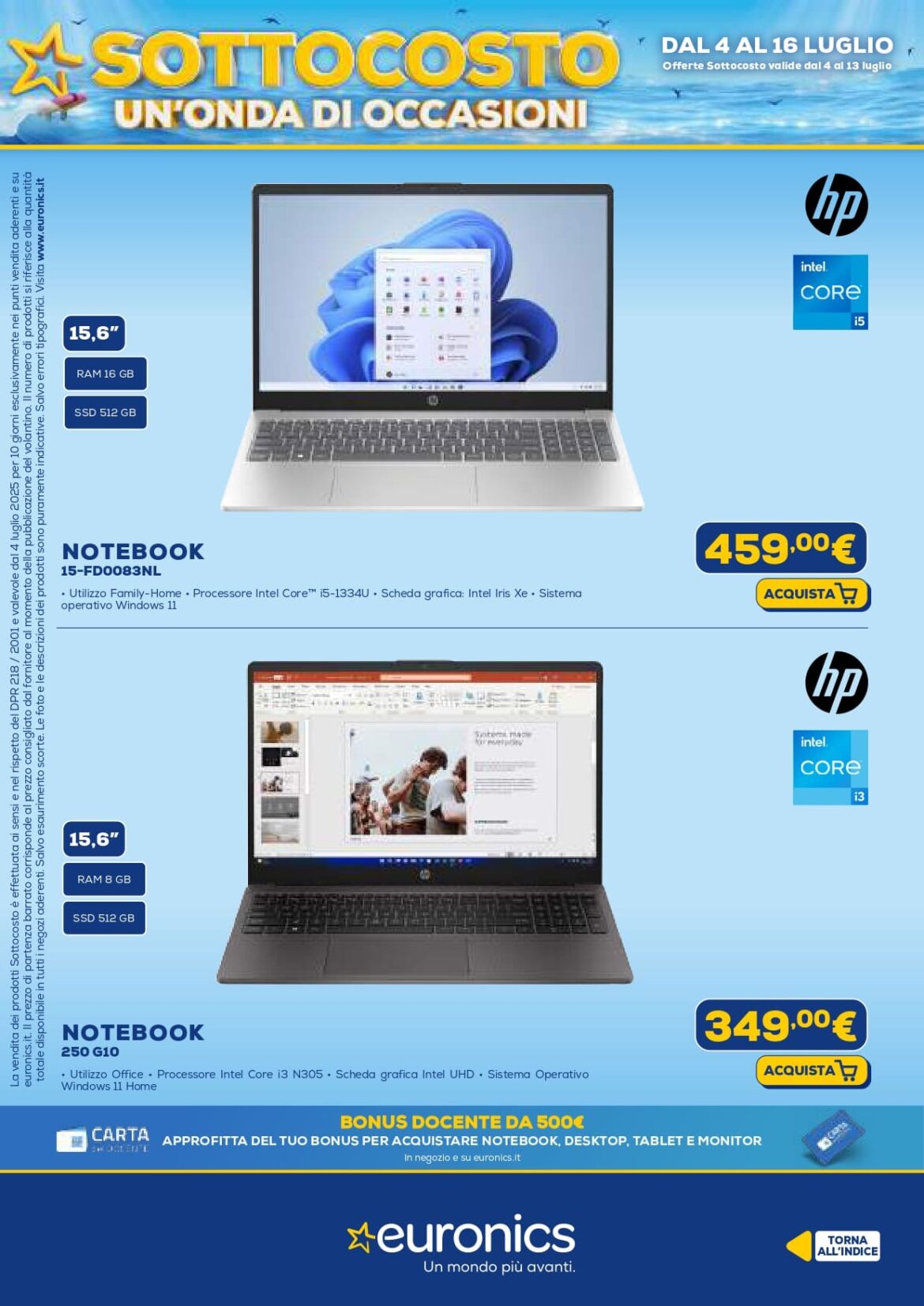 euronics sottocosto volantino