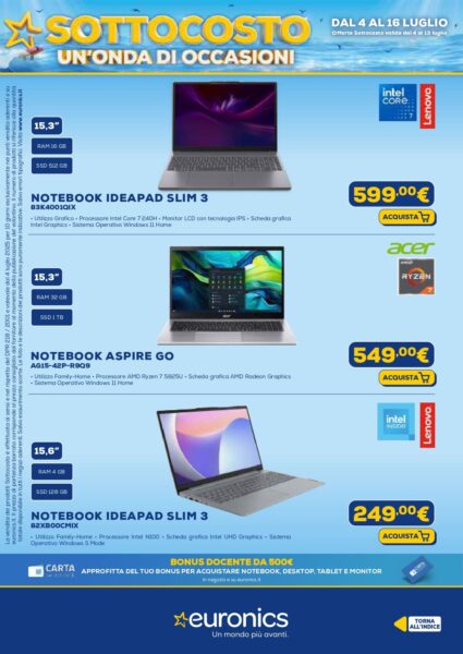 euronics - caratteristiche euronics sottocosto volantino