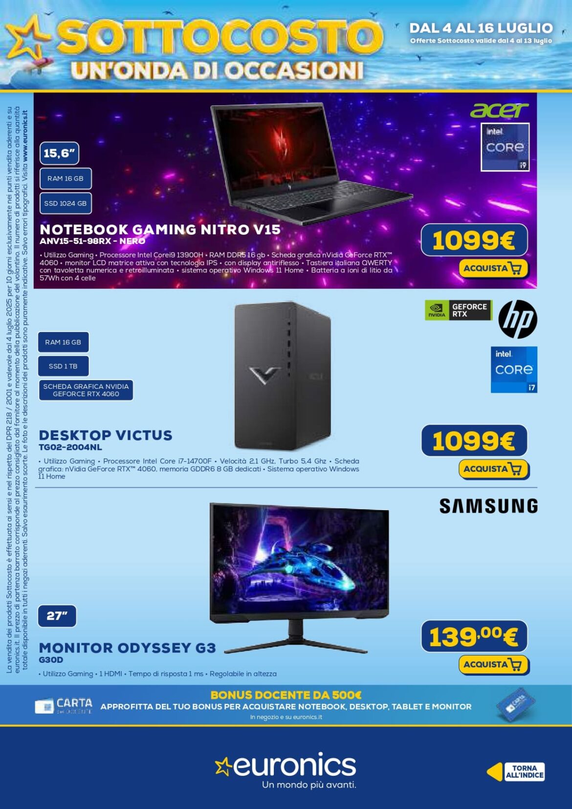euronics sottocosto volantino
