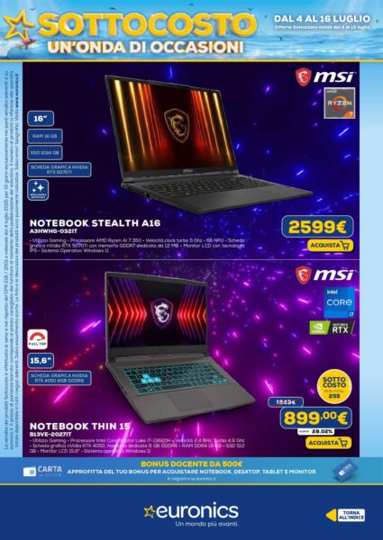 euronics - specifiche euronics sottocosto volantino