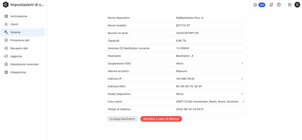 Synology BeeStation Plus 8TB - immagine 9 Screenshot Synology BeeStation Plus TB