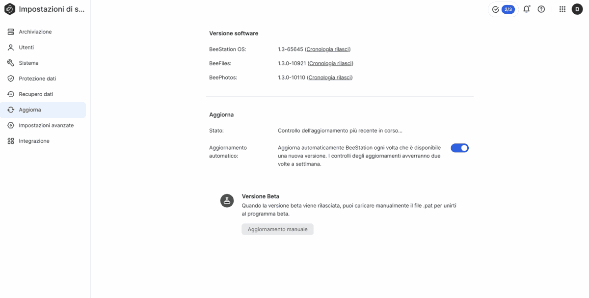 Synology BeeStation Plus 8TB - specifiche Screenshot Synology BeeStation Plus TB