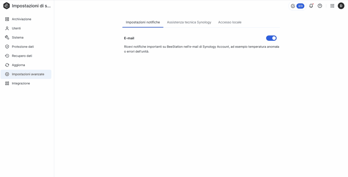Synology BeeStation Plus 8TB - funzionalità Screenshot Synology BeeStation Plus TB