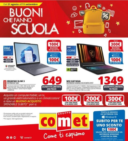 comet - dettaglio volantino comet scuola