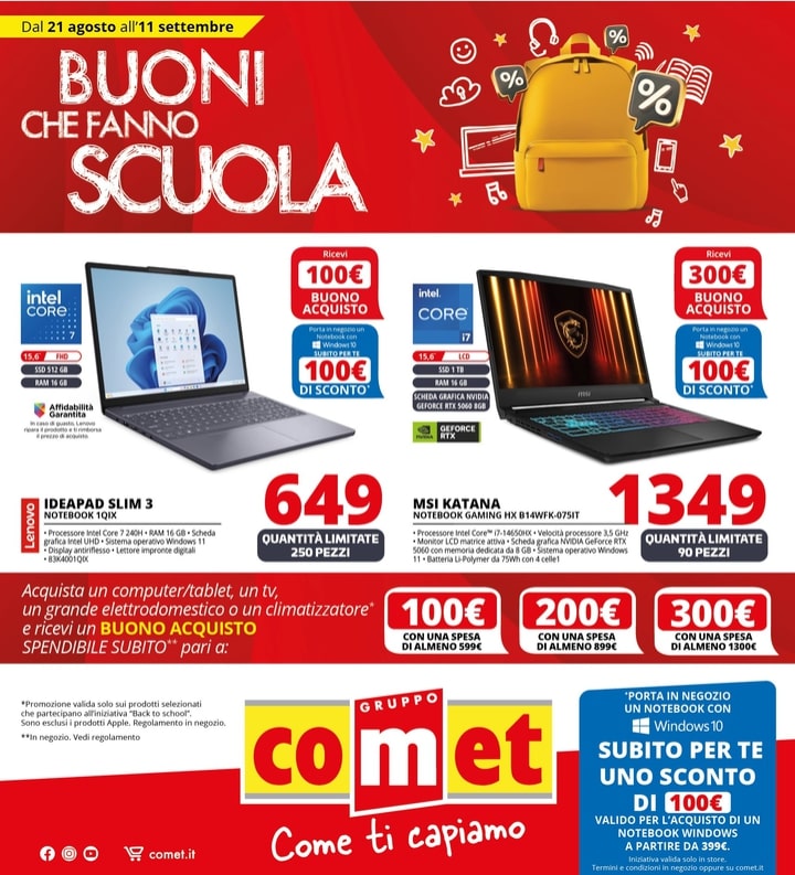 Screenshot volantino comet scuola