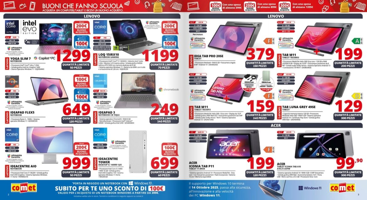 Screenshot volantino comet scuola