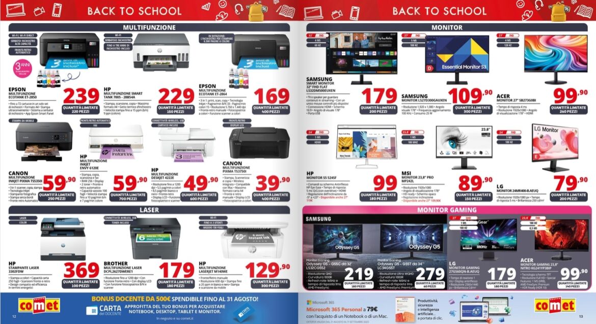 Screenshot volantino comet scuola