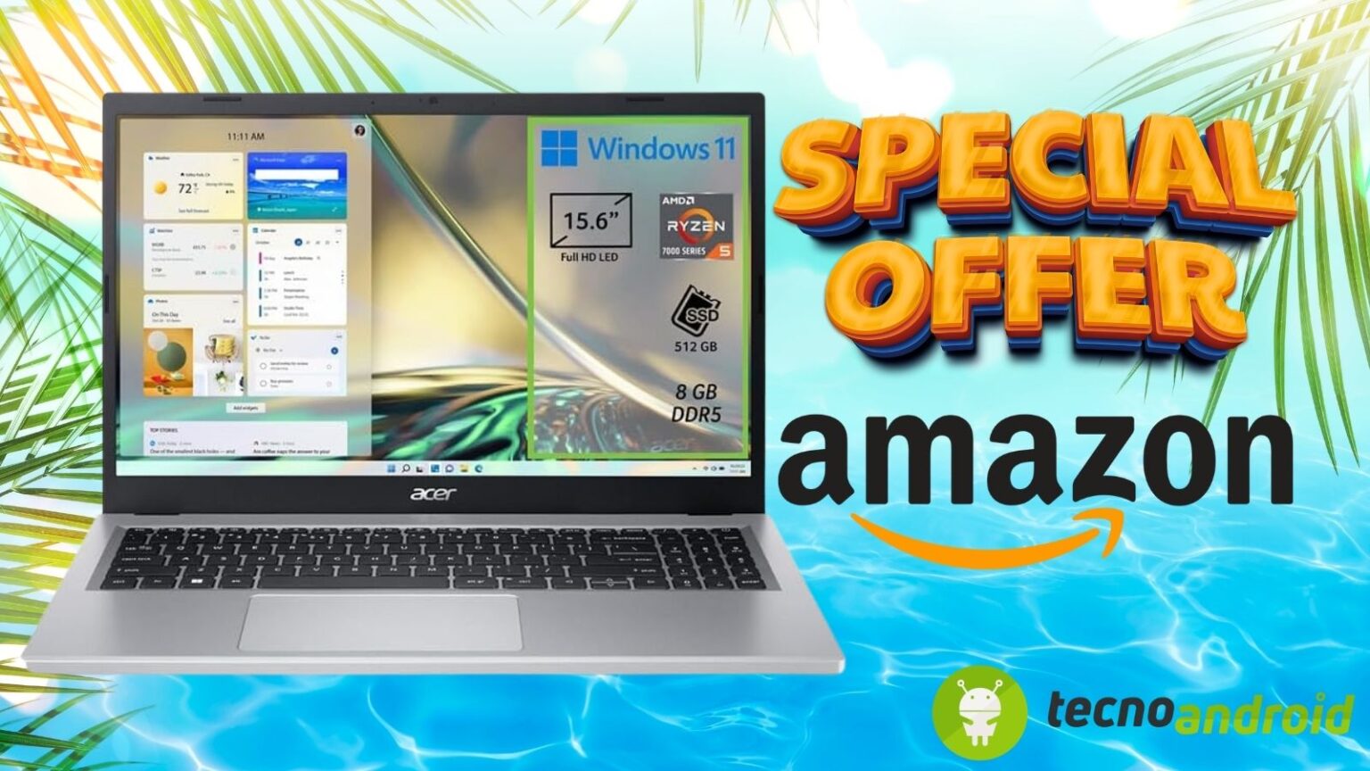 Amazon PAZZESCO: notebook Acer Aspire 3 ad un prezzo SPAZIALE