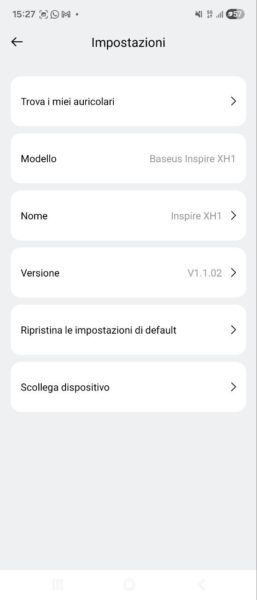 Baseus Inspire XH1 - specifiche Baseus Inspire XH1 - specifiche