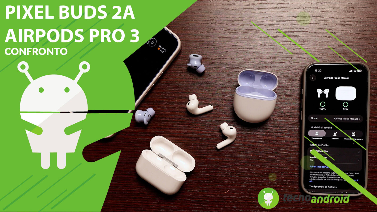 Copertina confronto AirPods Pro 3 vs Google Pixel Buds 2a
