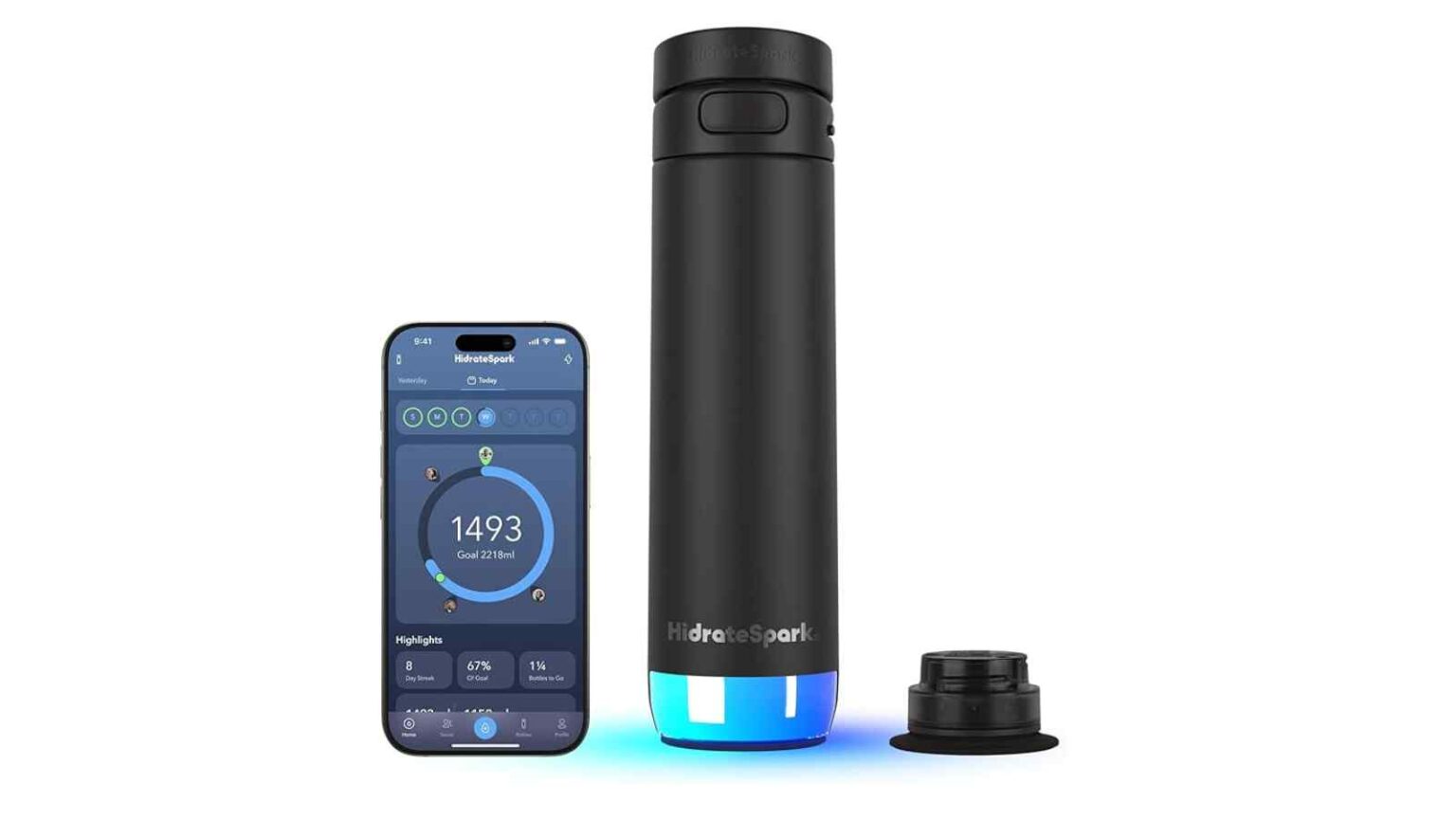La borraccia HidrateSpark PRO 2 integra Apple Find My e sensori intelligenti per tracciare i sorse e ricordarti di bere.