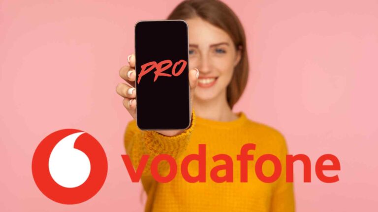 Vodafone PRO offre 250 Giga, minuti illimitati e 200 SMS a 11,95€ al mese, con SIM fisica o eSIM e addebito automatico.
