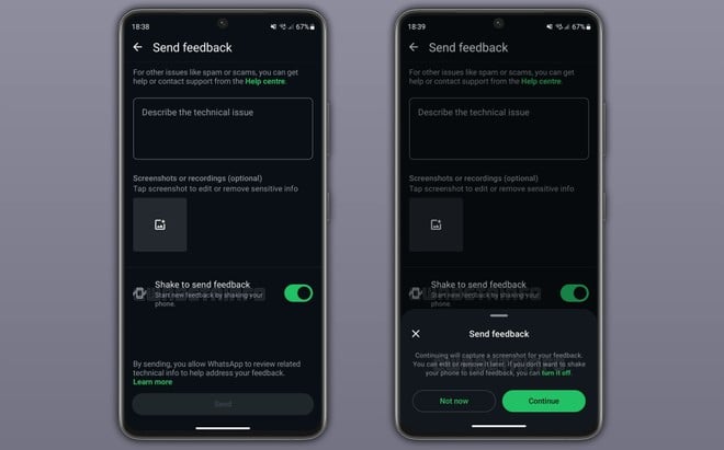 WhatsApp Shake To Report