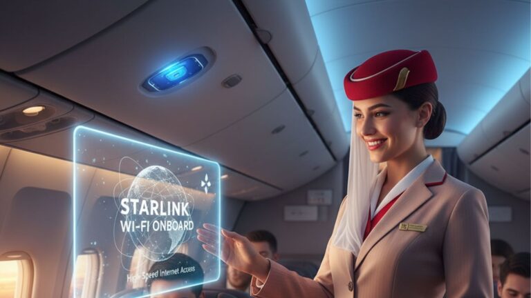 Emirates lancia Starlink su tutta la flotta wide body con Wi Fi ultraveloce per ogni passeggero