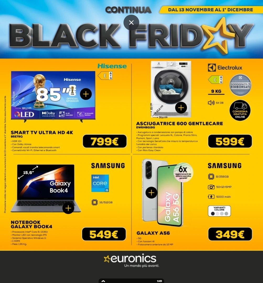 Screenshot volantino black friday euronics