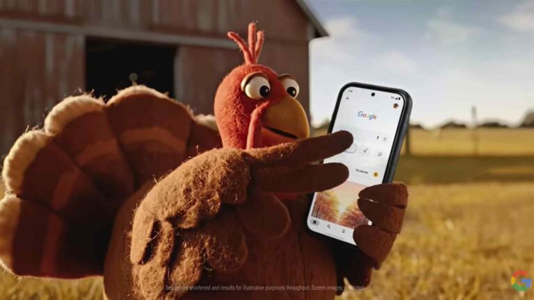 Google presenta “Quick Getaway”, il suo primo spot interamente generato da AI, con protagonista un tacchino digitale in fuga.