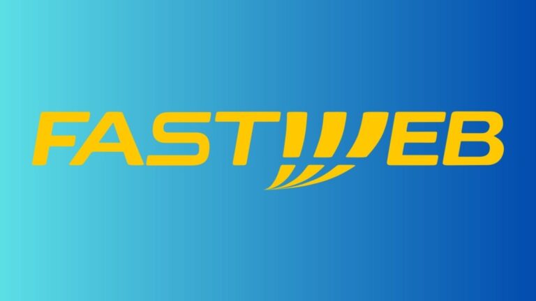 Logo di Fastweb su sfondo blu, evidenziando il servizio di connessione Internet ad alta velocità e soluzioni di telecomunicazioni. Immagine rappresenta affidabilità e innovazione nel settore delle reti digitali.