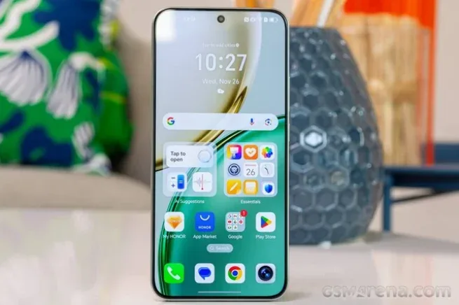 Smartphone TecnoAndroid con schermo ampio e interfaccia intuitiva, focalizzato su tecnologia e innovazione mobile. Perfetto per app, gaming e comunicazioni, ideale per appassionati di tecnologia. Telefono intelligente con schermo AMOLED e interfaccia moderna.