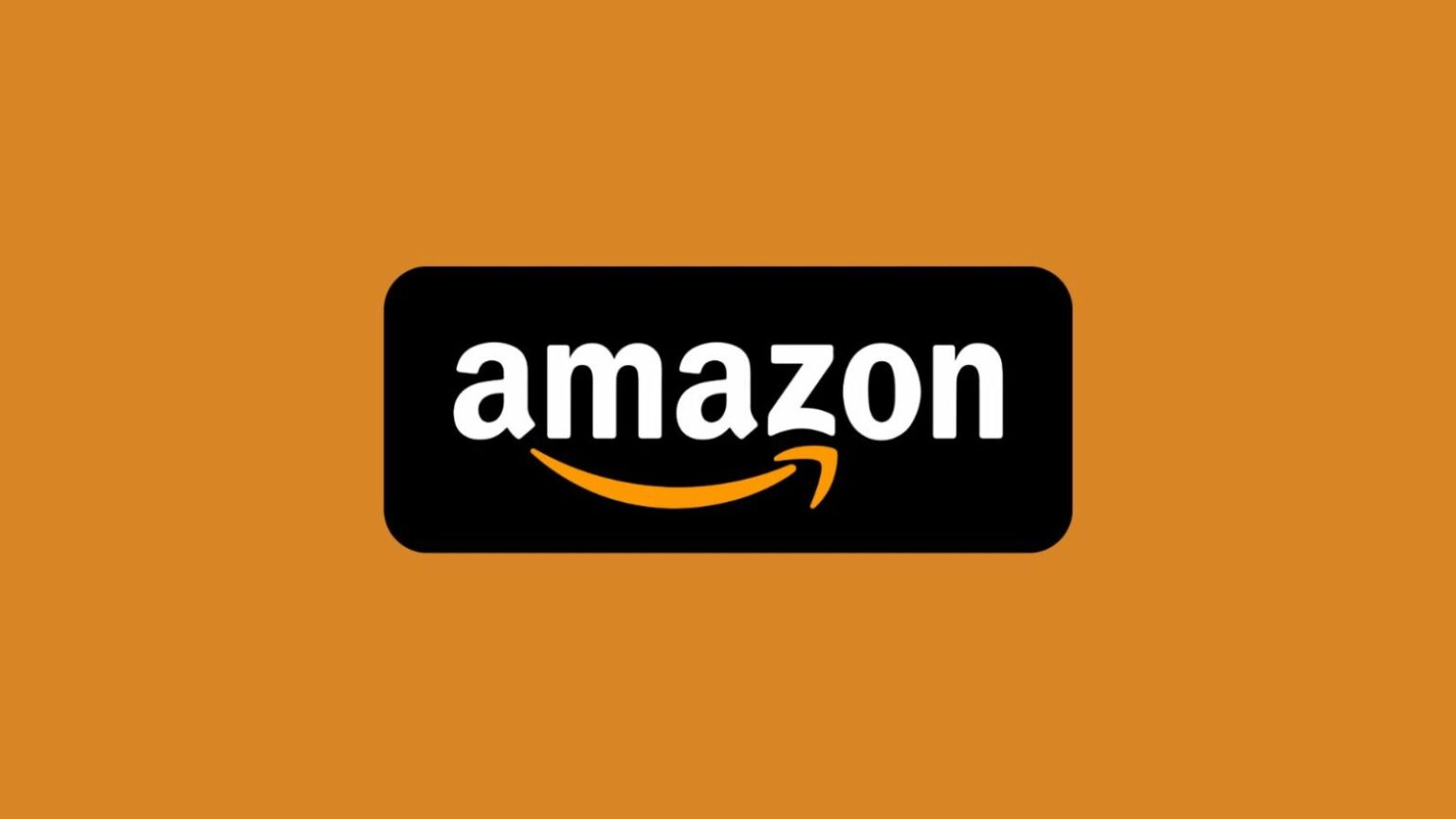 Immagine del logo Amazon su sfondo arancione.