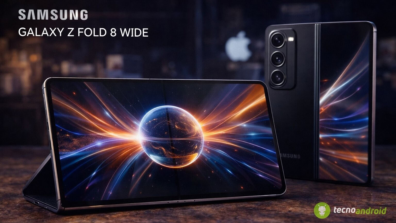 Smartphone pieghevole Samsung Galaxy Z Fold 8 Wide con display flessibile e tripla fotocamera, design elegante e innovativo, perfetto per uso professionale e personale, tecnologia all'avanguardia.