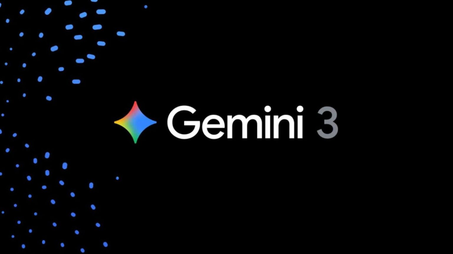 Logo di Gemini 3, con sfondo nero, caratterizzato da un'icona colorata e il testo "Gemini 3".