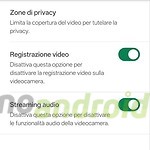 blink - immagine 26 Impostazioni privacy configurabili su uno smartphone, come la disattivazione della registrazione video e streaming audio, per proteggere la privacy dell'utente.