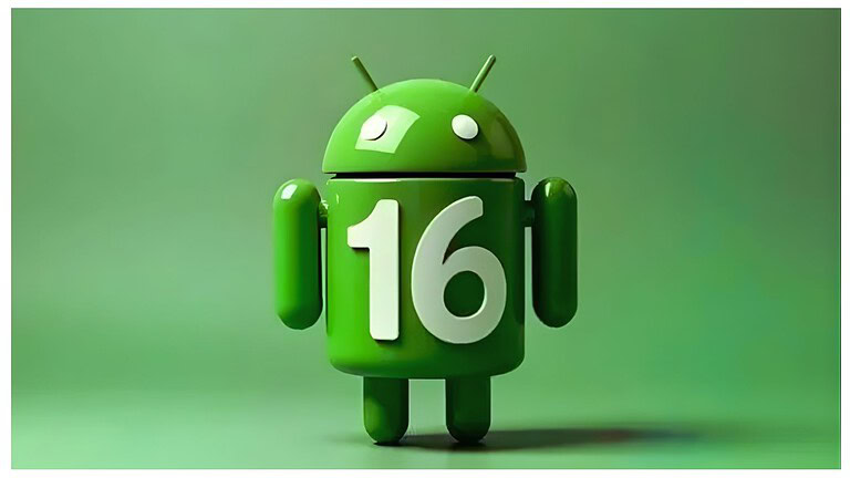 Icona Android verde con numero 16, aggiornamento software, sistema operativo Android, tecnologia mobile, interfaccia utente, smartphone nuovo, firmware Android, innovazione digitale, tecnologia avanzata.