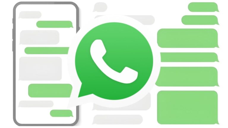 Immagine di una schermata di chat di WhatsApp con il logo evidenziato in primo piano.
