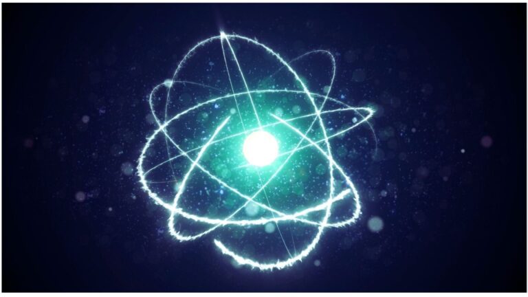 Particelle energetiche che rappresentano innovazione e ricerca scientifica.