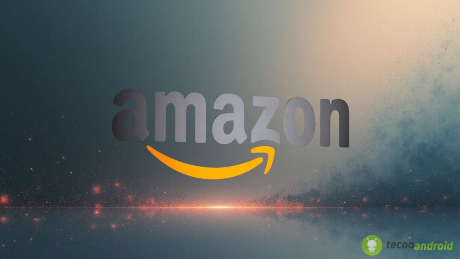 Il logo di Amazon su sfondo spaziale con un effetto brillante e luminoso, rappresenta innovazione e tecnologia, ideale per contenuti digitali, gadget e notizie tecnologiche di ultima generazione.