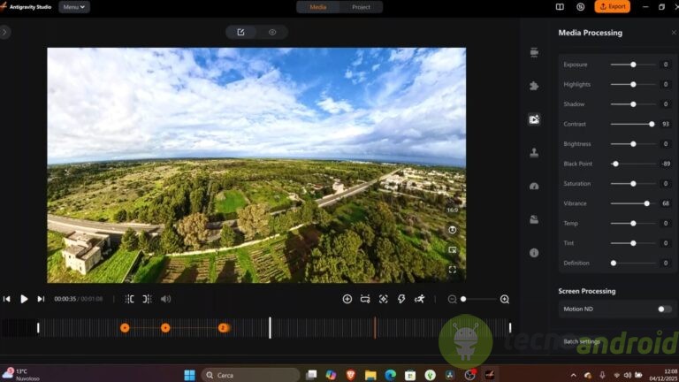TecnoAndroid smartphone aprile 2023. Foto panoramica di un paesaggio naturale con cielo nuvoloso.