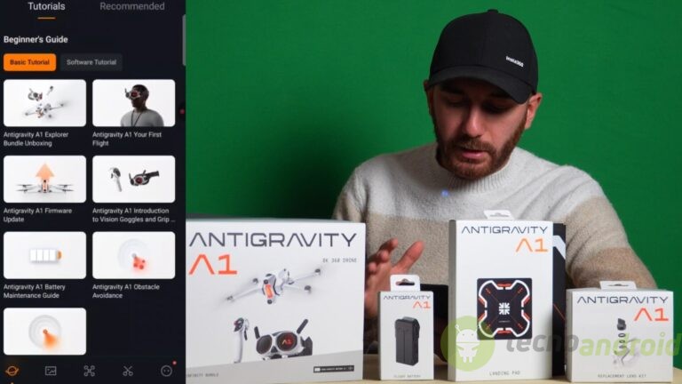 Tecnologia drone Antigravity A1 con prodotti correlati. Altro testo: Video tutorial su drone Antigravity A1, con box, batteria, e accessori per appassionati di droni e tecnologia innovativa.