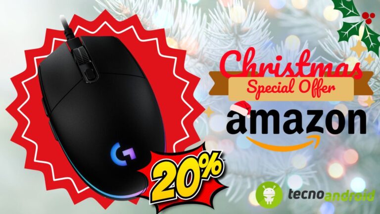 amazon. Mouse gaming nero con illuminazione RGB, perfetto per videogiochi, offerta speciale di Natale su Amazon, sconto 20%, ideale per appassionati di gaming e tecnologia.