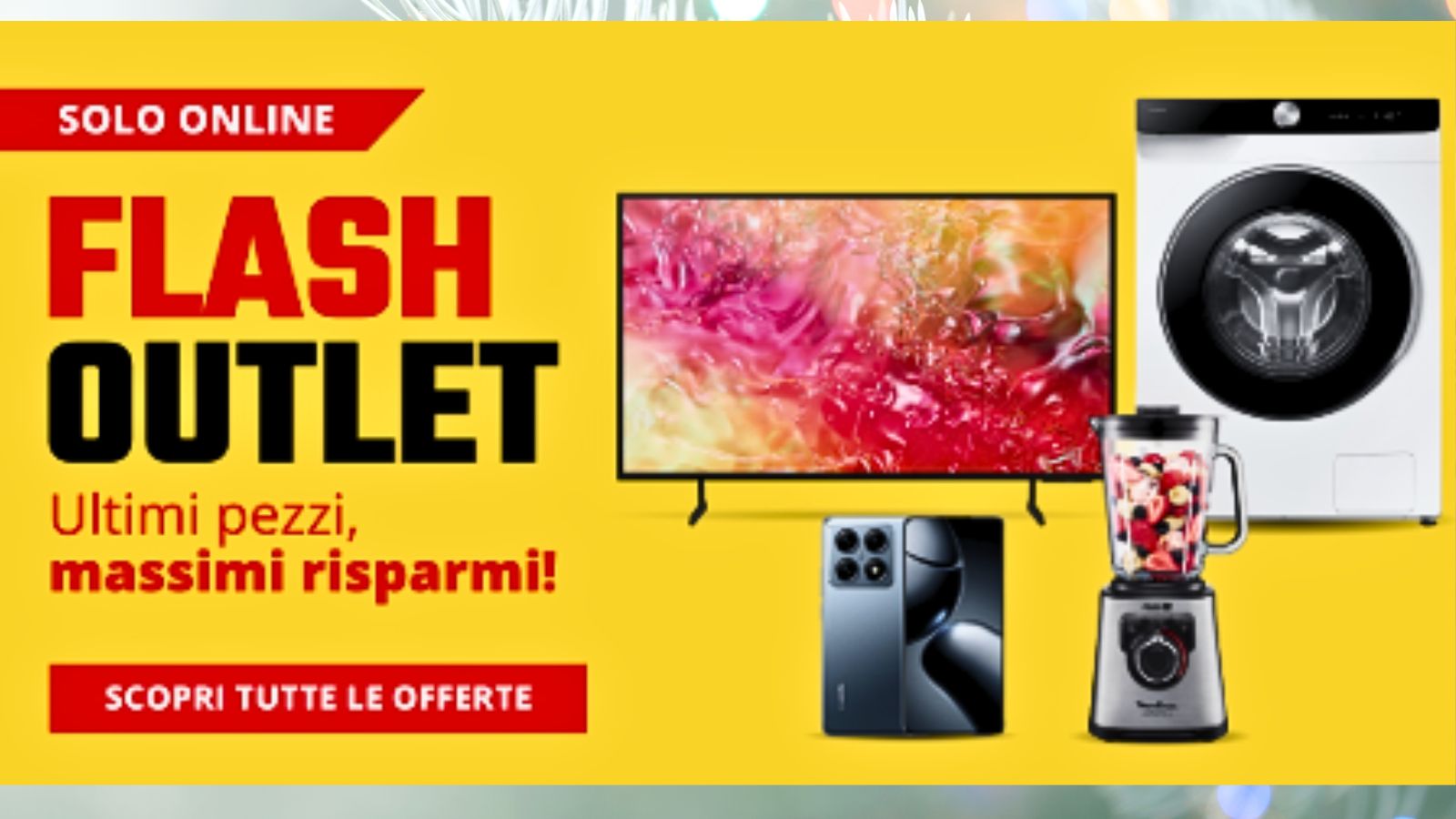Offerte Elettrodomestici. comet Immagine di elettrodomestici in promozione, inclusi TV, lavatrice, frigorifero e robot da cucina, per promuovere sconti e offerte online su dispositivi e tecnologia domestica di ultima generazione.