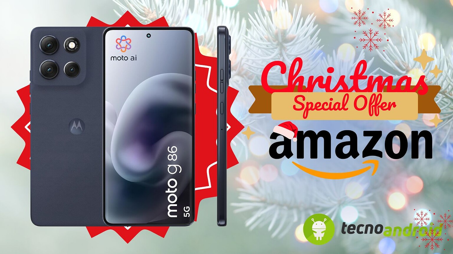 amazon Smartphone Moto G 5G con display grande e fotocamera avanzata, offerta natalizia su Amazon con sconto speciale, perfetto regalo di Natale.