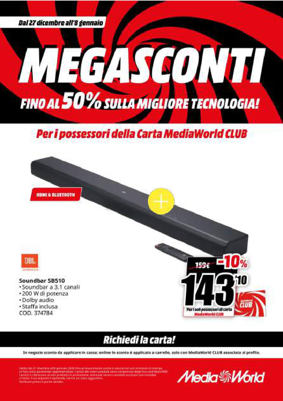 Mega Sconti Tech. Alto suono Bluetooth JBL.