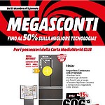mediaworld - immagine 17 Immagine di un volantino con promozione di sconti fino al 50% su prodotti tecnologici, con focus su frigoriferi Haier e offerte MediaWorld rivolte ai possessori di carta MediaWorld Club.